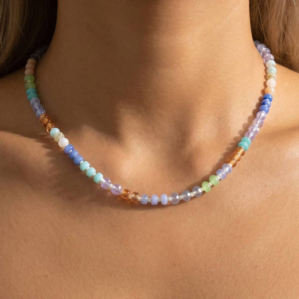 Mixed Glass Beaded Strand Necklace: GDBL