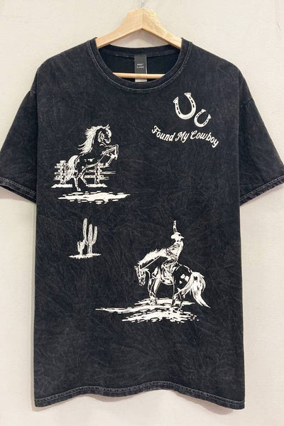 Found my Cowboy Tee: WASHED BLACK / OVERSIZED / SM - Lulu Bella Boutique