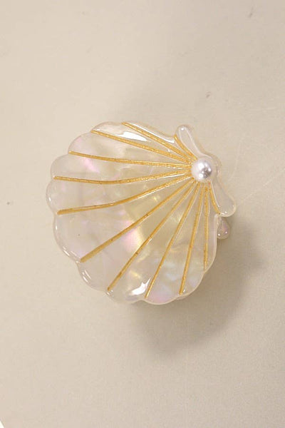 BEACH OCEAN CELLULOSE SEASHELL HAIR CLAW CLIPS | 40H782: White - Lulu Bella Boutique