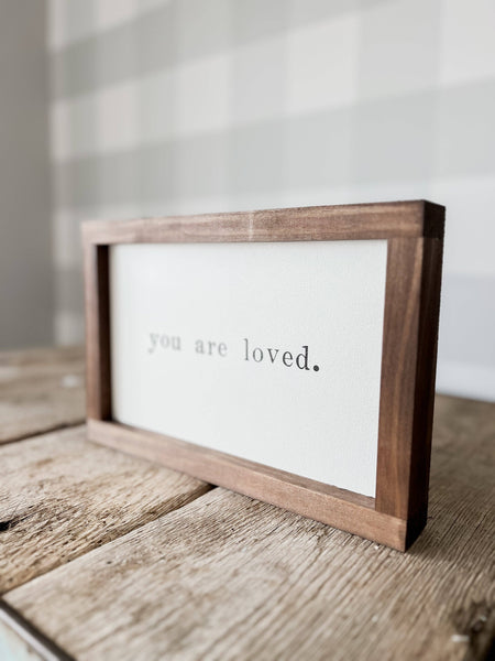 You Are Loved Wood Sign | Valentine's Day Home Decor: White / 12x8"
