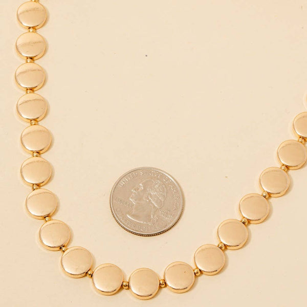 Mixed Metallic Disc And Oval Chain Long Necklace: G - Lulu Bella Boutique