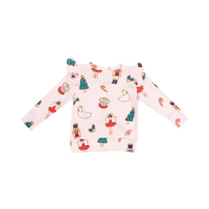 Sugar Plum Fairy Christmas Cookie Ruffle Sweatshirt