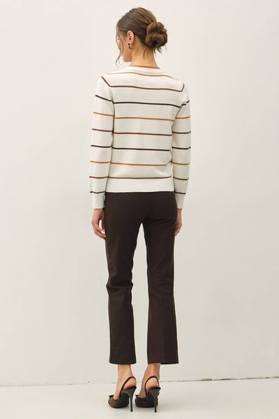 DOUBLE LAYERED LOOK  STRIPE SWEATER TOP : IVORY