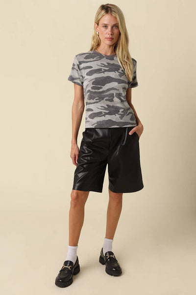 Lydia Camo Crew Neck Tee: GREY CAMO