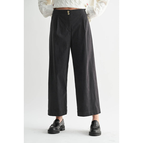 CORDUROY WIDE LEG PANTS: Charcoal - Lulu Bella Boutique
