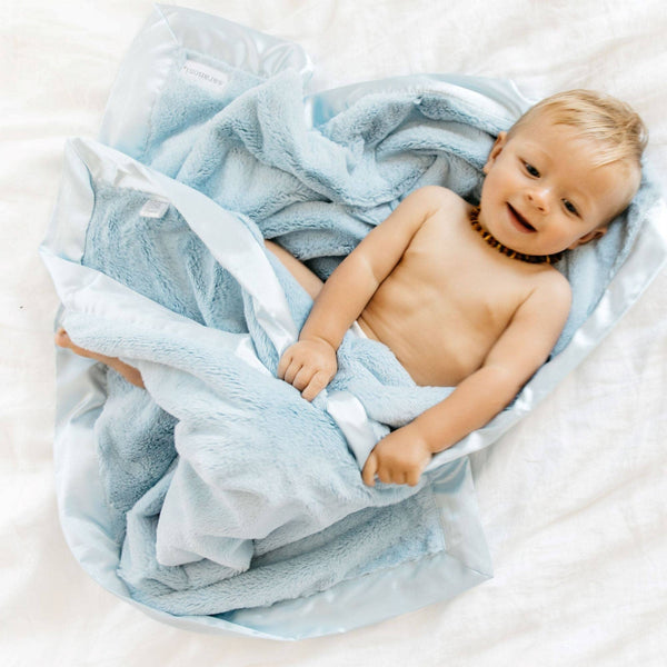 SATIN BORDER RECEIVING BLANKETS: Gray - Lulu Bella Boutique