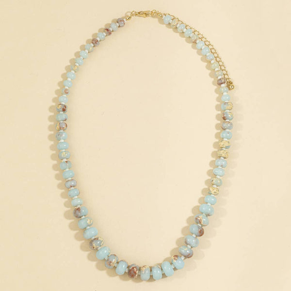 Rondelle Semi Precious Stone Beaded Necklace: AQUA