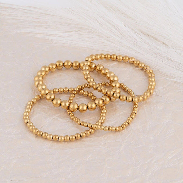 14K Gold Filled PLUS™ Metal Bead Stretch Bracelet: Gold / 6mm