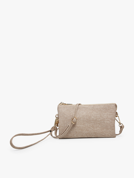 M013 Riley Monogrammable 3 Compartment Crossbody/Wristlet: Earth Grey - Lulu Bella Boutique
