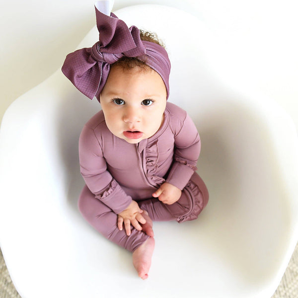 Bamboo Baby Pajama Sleepies Little Baby Ruffle Zip Kate Mauve: Newborn