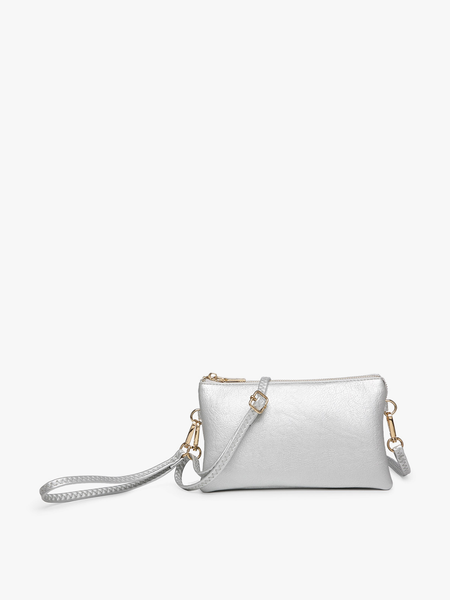 M013 Riley Monogrammable 3 Compartment Crossbody/Wristlet: Midnight Black - Lulu Bella Boutique