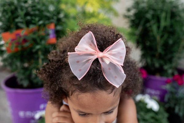 Coral Dot | Ribbon Bow: Alligator Clip