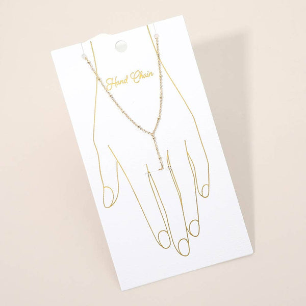 Delicate Beaded Hand Chain Bracelet: Rhodium - Lulu Bella Boutique