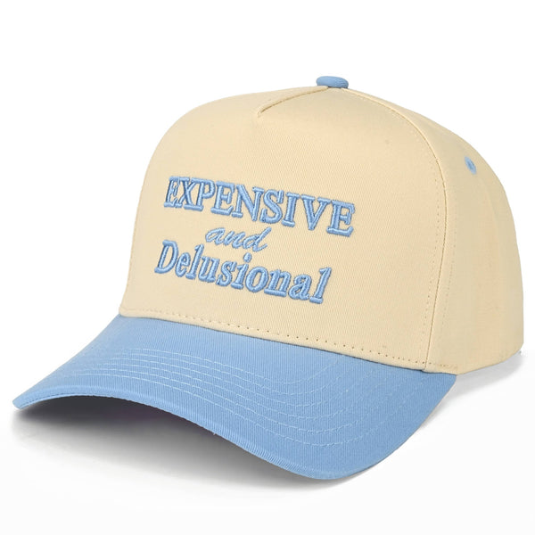 C.C EXPENSIVE AND DELUSIONAL Letter on Two Tone Trucker Hat - Lulu Bella Boutique