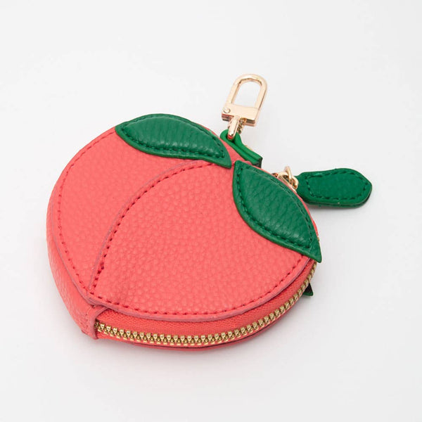 Faux Leather Peach Keychain / Bag Charm / Coin Purse - Lulu Bella Boutique