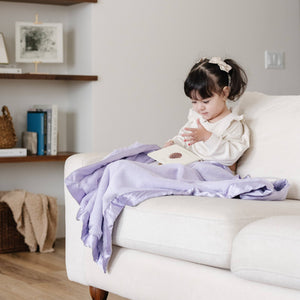 SATIN BORDER RECEIVING BLANKETS: Lavender - Lulu Bella Boutique