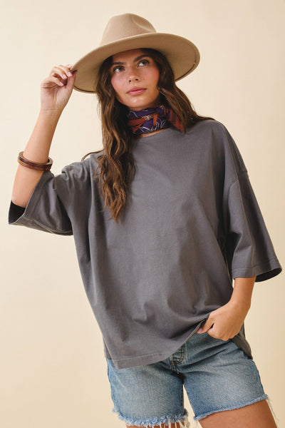 Oversized Everyday Cotton Tee: Charcoal