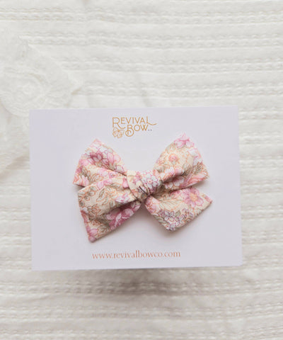 Small Pinwheel Bow on Clip  • Cottage Floral • Summer Bow - Lulu Bella Boutique