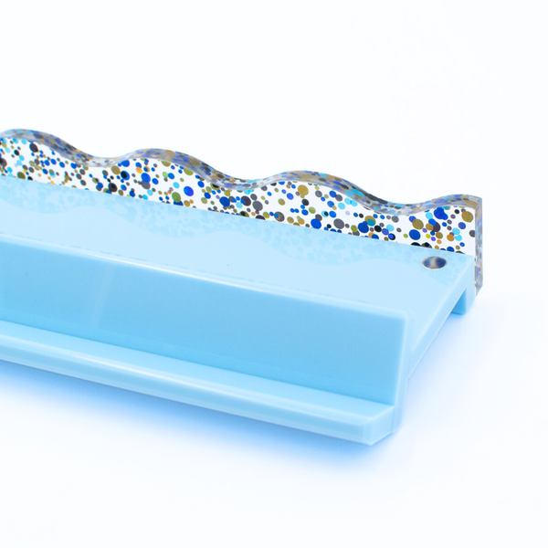 MAHJONG RACK PUSHER ADD ON-MAGNETIC | Premium Acrylic Set(4): Transparent-Wavy-Blue