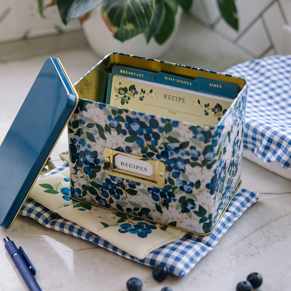 Blueberry Field Tin Recipe Box - Lulu Bella Boutique