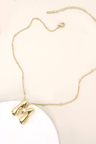 STAINLESS STEEL BALLOON BUBBLE INITIAL NECKLACE | 40NK316: M