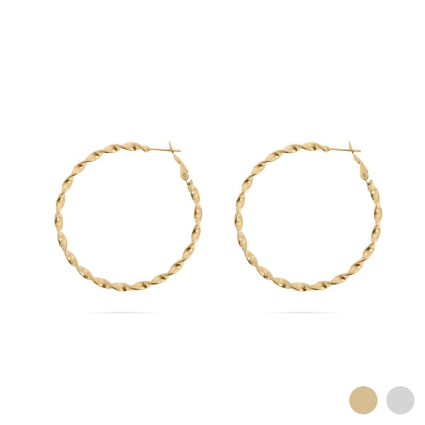 18K Gold PVD Stainless Steel Twist Hoop Earrings: Gold / 40mm