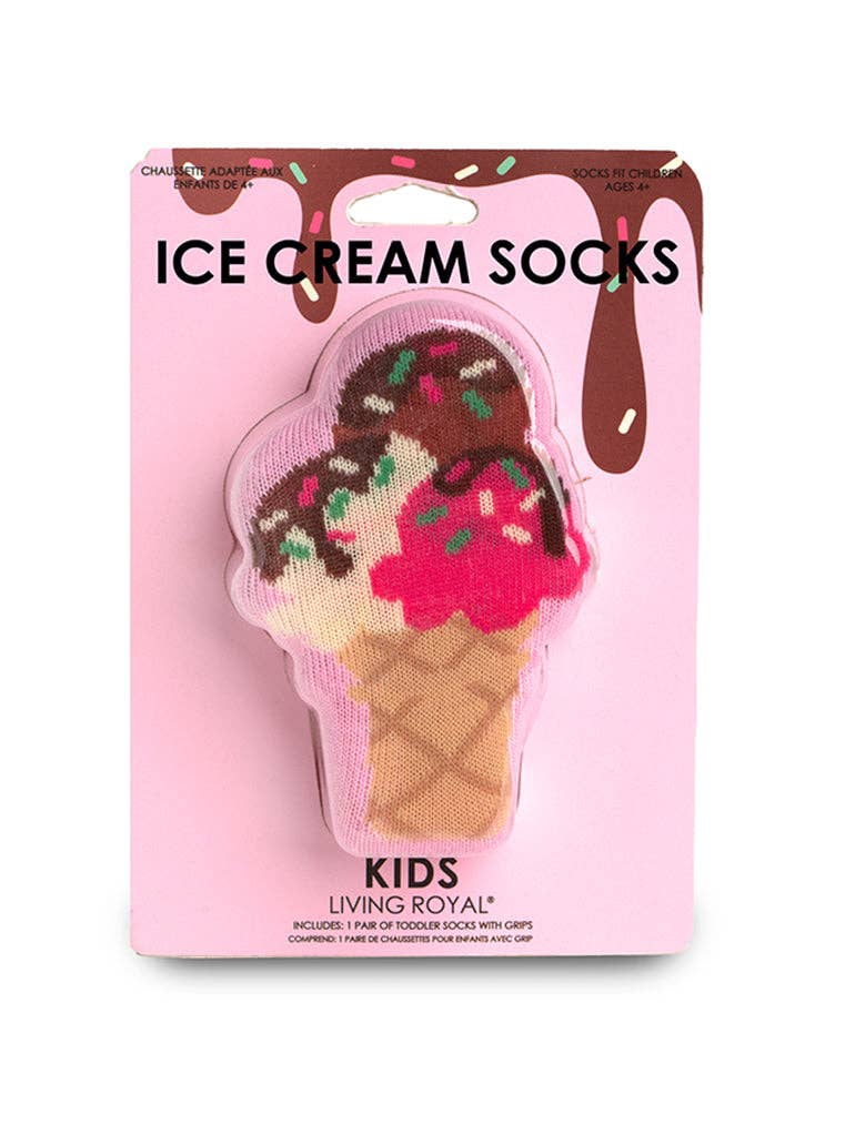 3D Packaged Socks - Kids - Ice Cream Cone w/Sprinkles -Pink