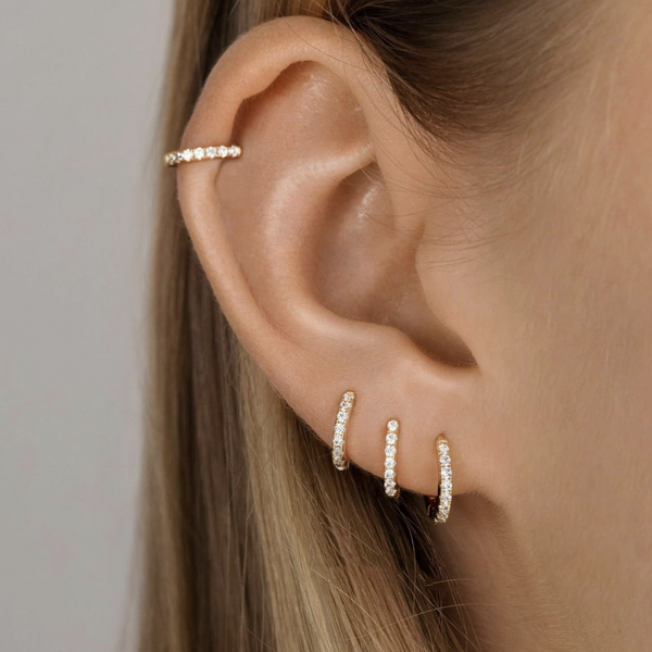 E172 paved dainty huggie hoop earrings: 10mm - Lulu Bella Boutique