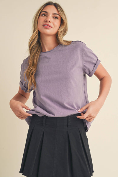 8314DN Mali Baby Tee Short Sleeve Top 1: Plum / Contemporary / S - Lulu Bella Boutique