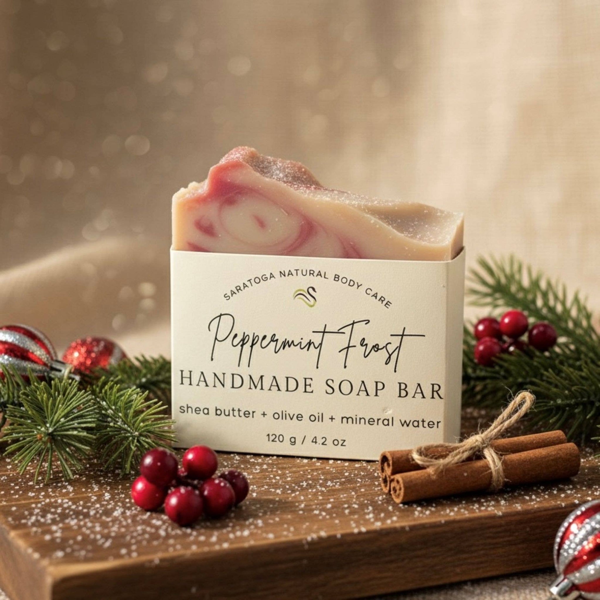Peppermint Frost Handmade Soap Bar SEASONAL VEGAN Winter