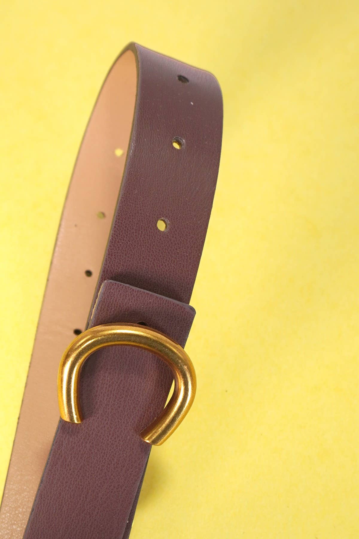 FAUX LEATHER GOLD HORSESHOE BELTS | 40BT642: Brown