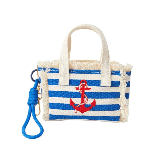 Nautical Anchor Mini Canvas Tote Bag Keychain Bag Charm - Lulu Bella Boutique