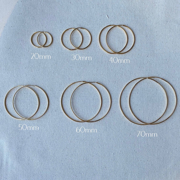 18k Gold Filled Endless Hoop Earrings Gold Hoops 20mm, 30mm,: Hoop 40mm - Lulu Bella Boutique