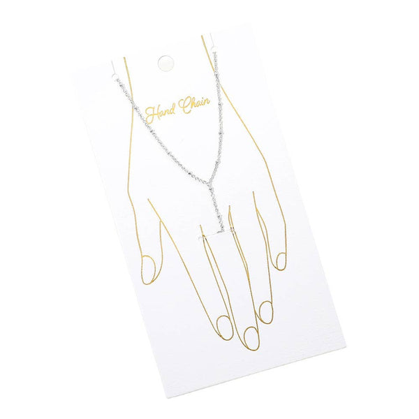 Delicate Beaded Hand Chain Bracelet: Rhodium - Lulu Bella Boutique