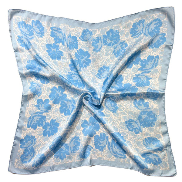 FLORAL PRINT SQUARE SCARF, WLQS 108: BLU - Lulu Bella Boutique