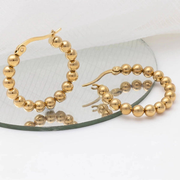 14K Gold Filled PLUS Circle Ball Hoop Earrings: Gold