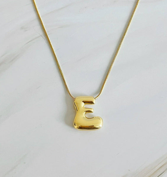 Balloon Letter Initial Necklace: Yellow Gold / C