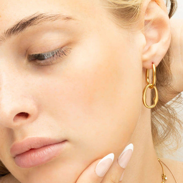 14K Gold Filled PLUS™ Interlocked Oval Pendant Earrings: Gold