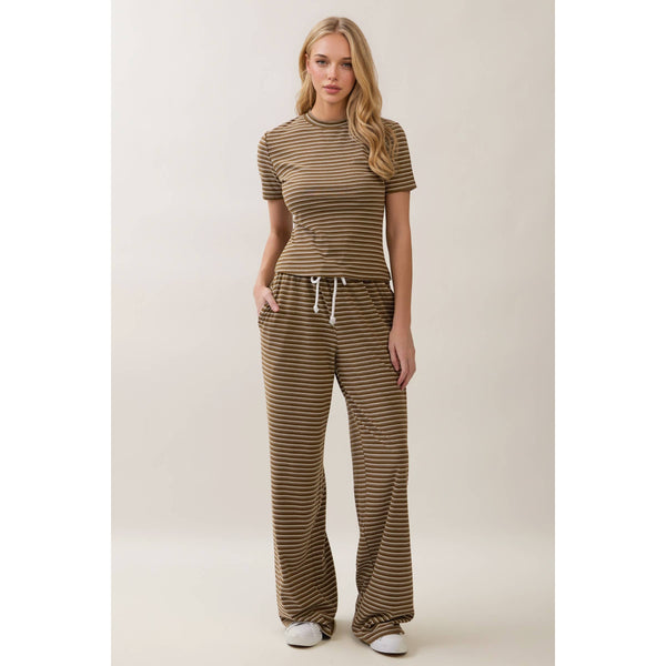 Everyday Ease Striped Lounge Set: Olive