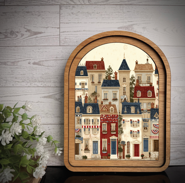 Arch Frame Art Print Americana July 4th | Wood Frame Canvas: Medium - Lulu Bella Boutique
