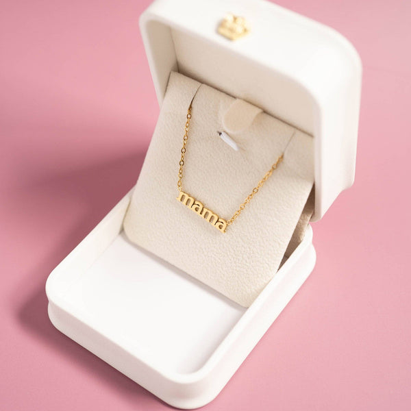 18K Gold PVD Stainless Steel Mama Charm Necklace: Stainless