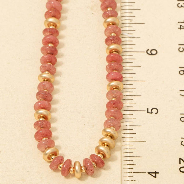 Semi Precious Stone Disc Beaded Necklace: LMUL