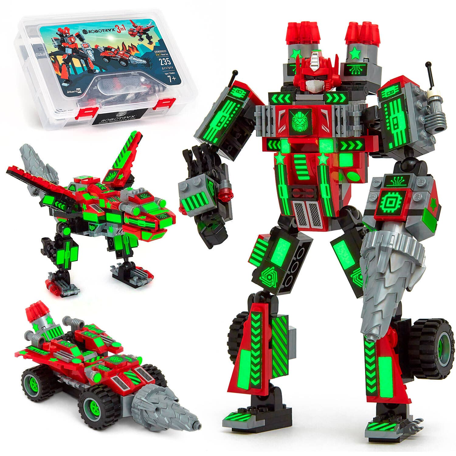 Robot-Car-Animal 3 in 1 Toy Kit (235 Pc) Robotryx Grindburst