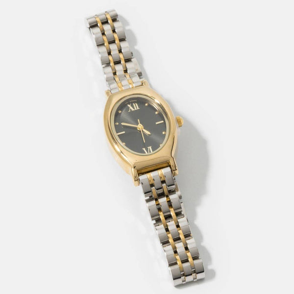 Oval Case Roman Numeral Metal Strap Watch: GWH - Lulu Bella Boutique