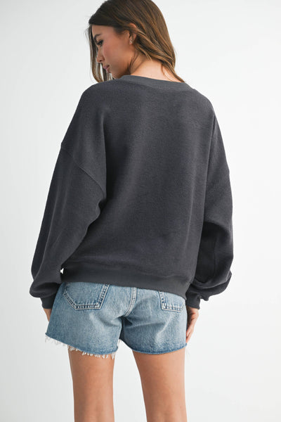 Winnie Stripe Sweatshirt: Charcoal