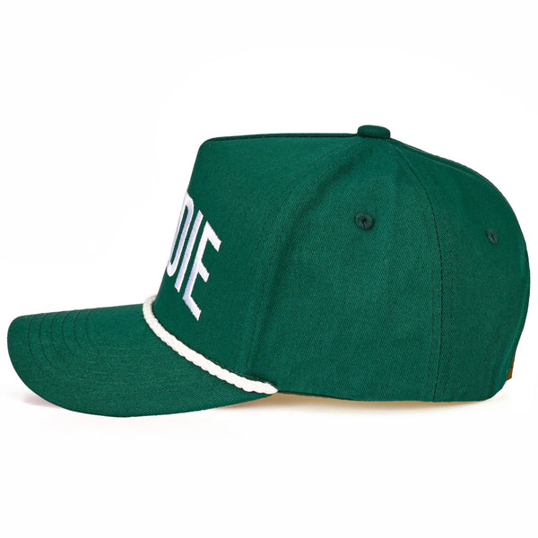 C.C CADDIE Letter with Rope on Two Tone Trucker Hat: Dark Green/White - Lulu Bella Boutique