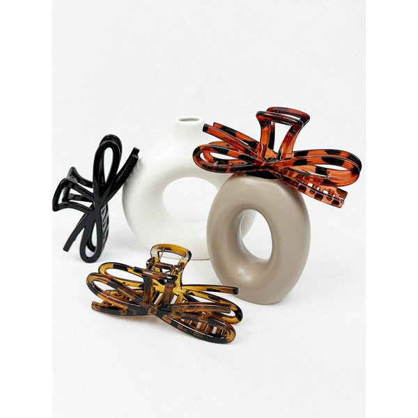 Leopard Jumbo Knotted Bow Hair Clip Claw: MIX COLOR / ONE(12)