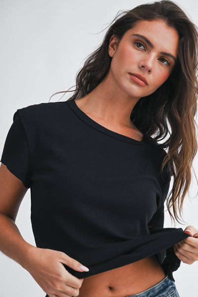 8599HK Essential Soft Crewneck Tee: Black / Contemporary / S - Lulu Bella Boutique