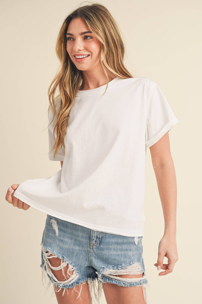 8314DN Mali Baby Tee Short Sleeve Top 1: White / Contemporary / S - Lulu Bella Boutique