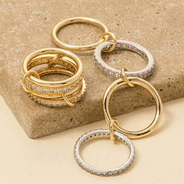 Gold Dipped Cz Pave Linked Band Rings